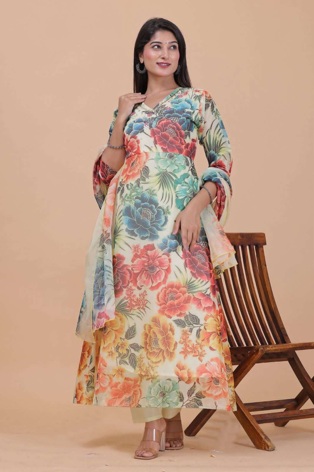 ORGANZA DIGITAL ANARKALI 3 Pc Kurti Wholesale catalog