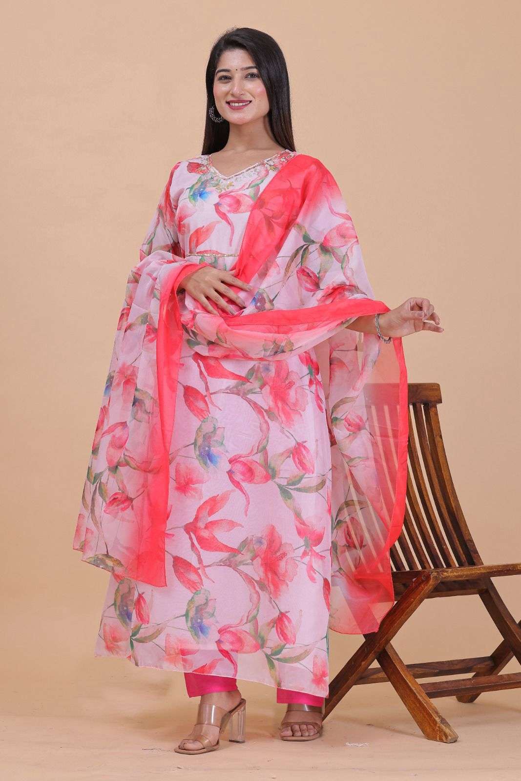 ORGANZA DIGITAL ANARKALI 3 Pc Kurti Wholesale catalog