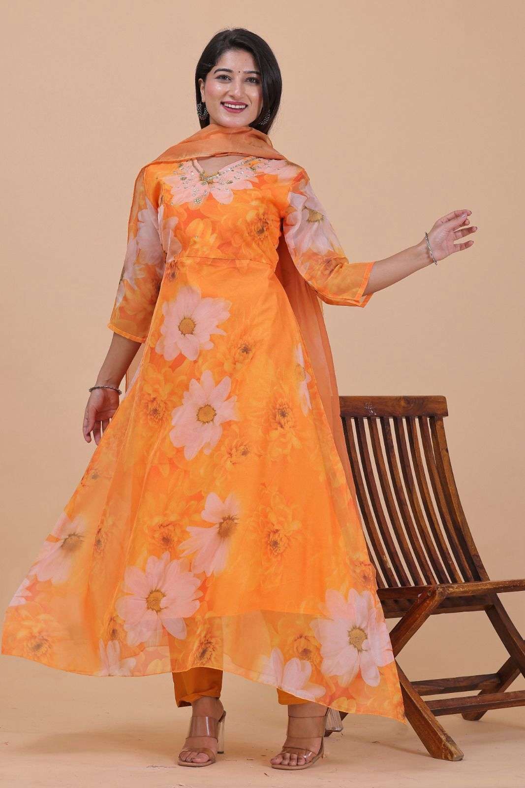 ORGANZA DIGITAL ANARKALI 3 Pc Kurti Wholesale catalog