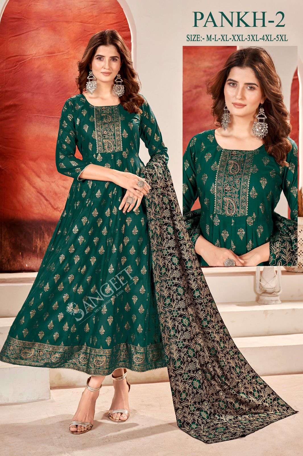 PANKH-2 HEAVY 14 KG RAYON WITH MULTI GOLD PRINT Kurti Wholesale catalog