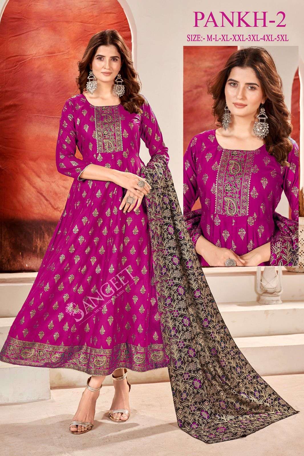 PANKH-2 HEAVY 14 KG RAYON WITH MULTI GOLD PRINT Kurti Wholesale catalog