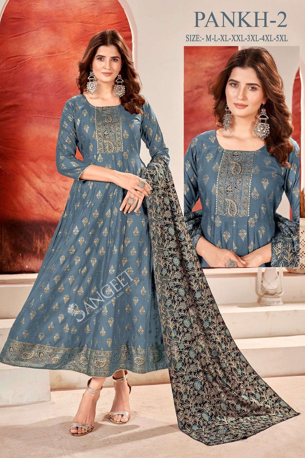 PANKH-2 HEAVY 14 KG RAYON WITH MULTI GOLD PRINT Kurti Wholesale catalog