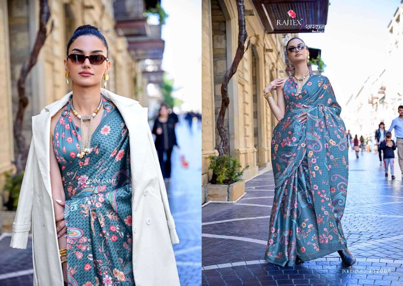Rajtex Klora Digital Printed Satin Crepe Saree Wholesale catalog
