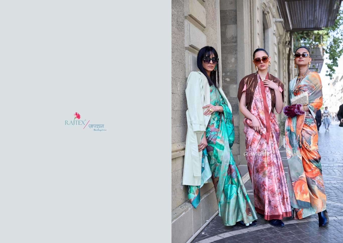 Rajtex Klora Digital Printed Satin Crepe Saree Wholesale catalog