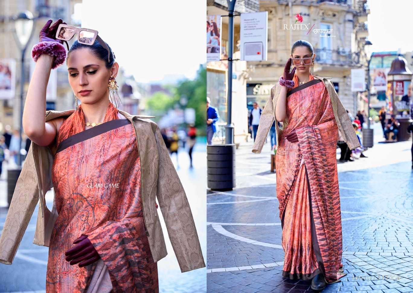 Rajtex Klora Digital Printed Satin Crepe Saree Wholesale catalog