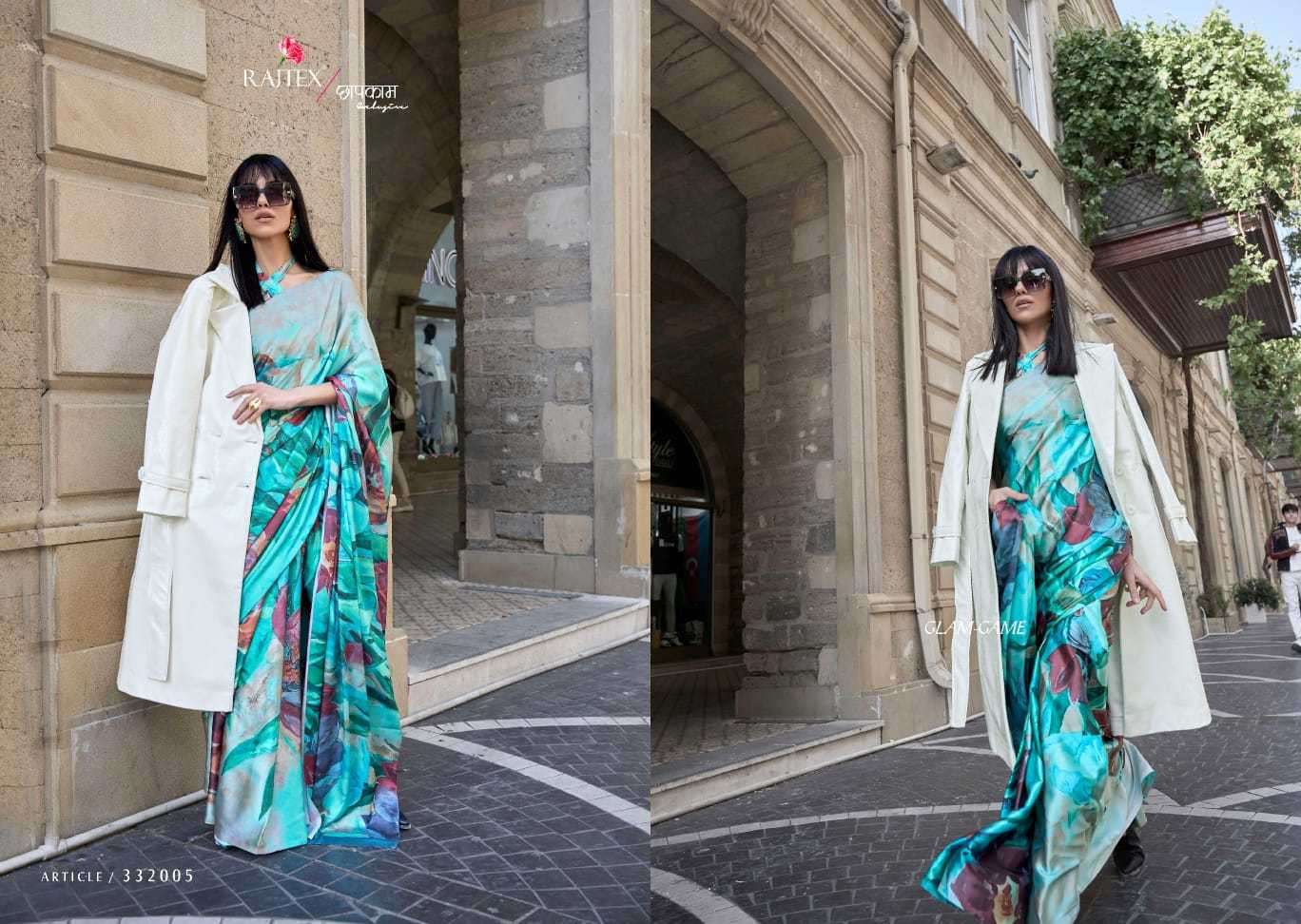 Rajtex Klora Digital Printed Satin Crepe Saree Wholesale catalog
