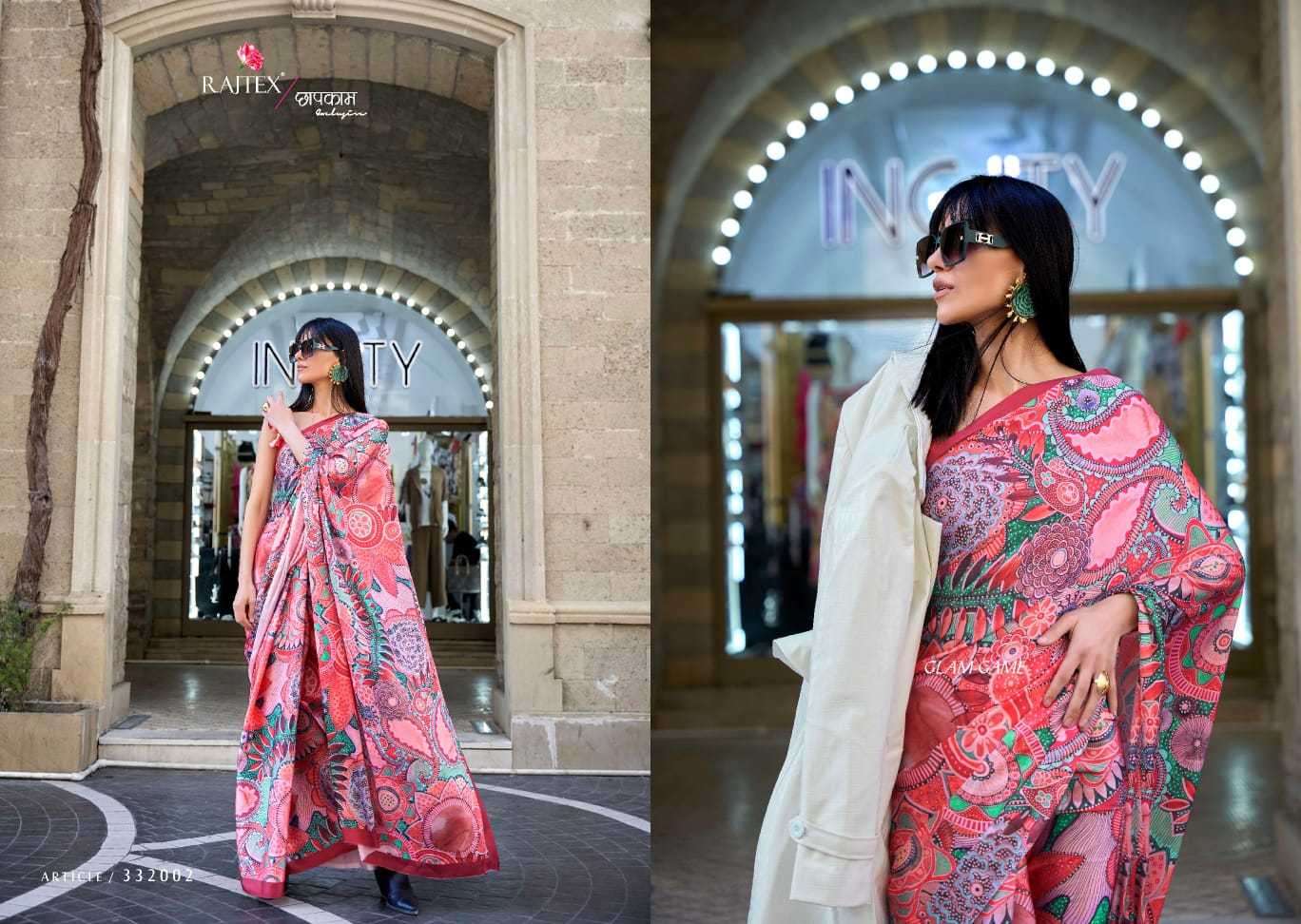 Rajtex Klora Digital Printed Satin Crepe Saree Wholesale catalog