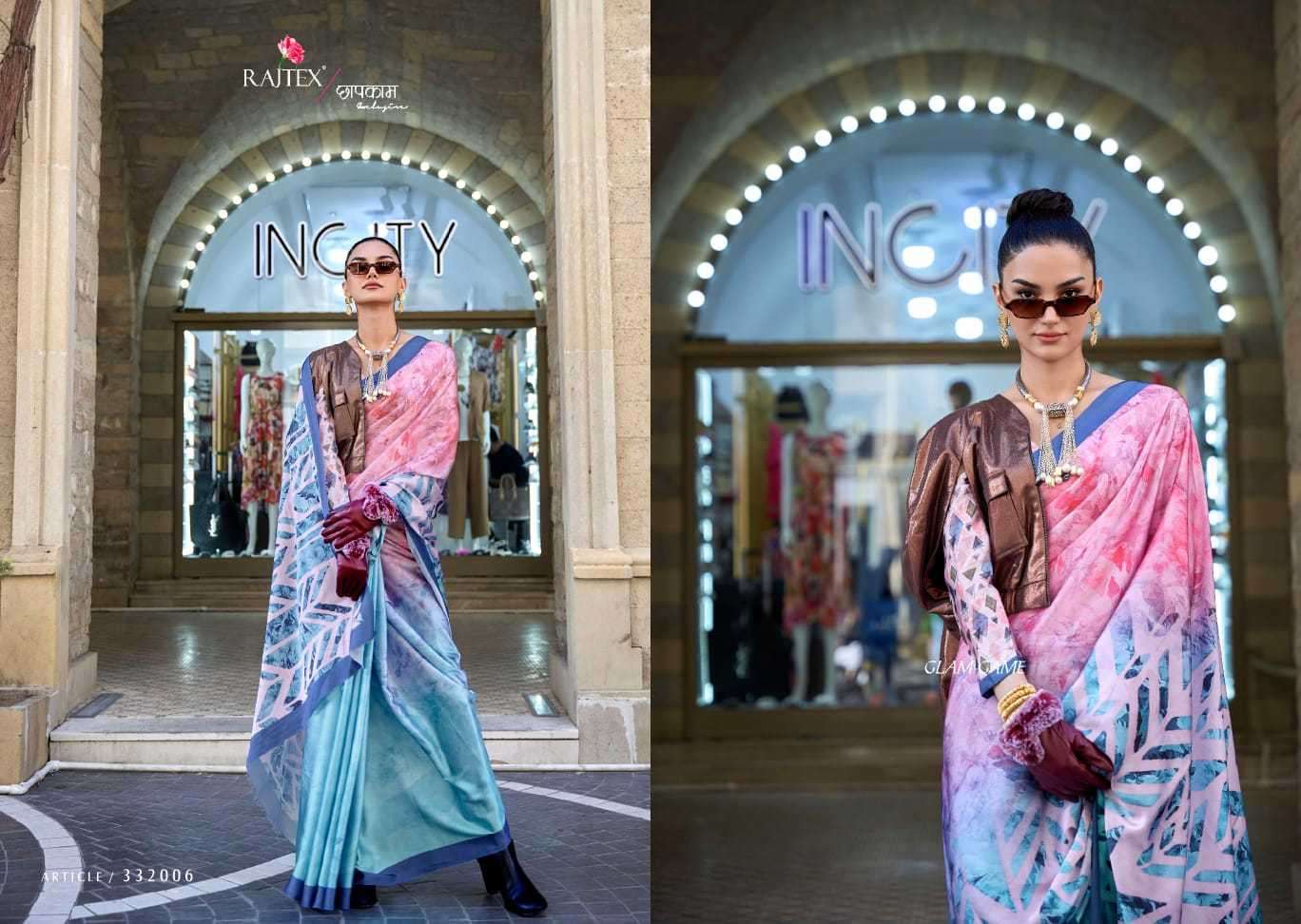 Rajtex Klora Digital Printed Satin Crepe Saree Wholesale catalog