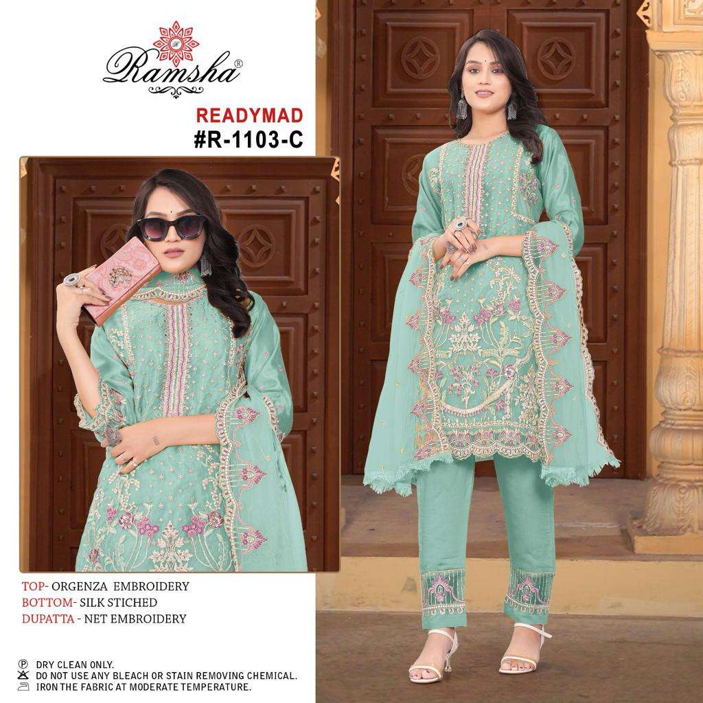 Ramsha R 1103 Organza Pakistani Suits Wholesale catalog