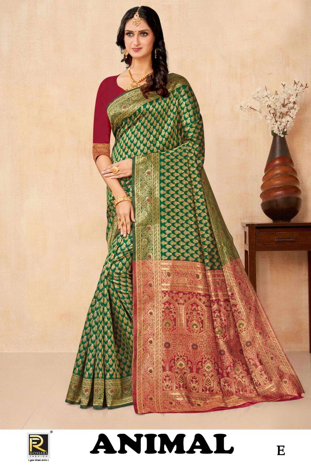 Ronisha Animal Banarasi Silk Designer Saree Wholesale catalog