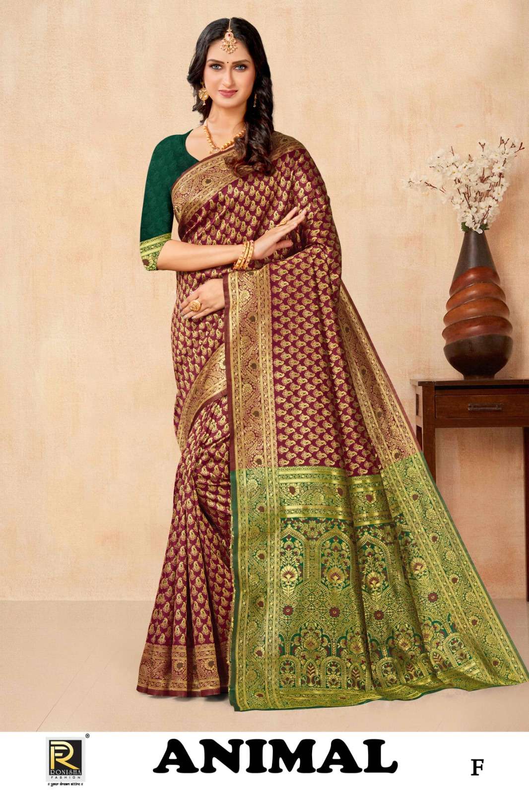 Ronisha Animal Banarasi Silk Designer Saree Wholesale catalog