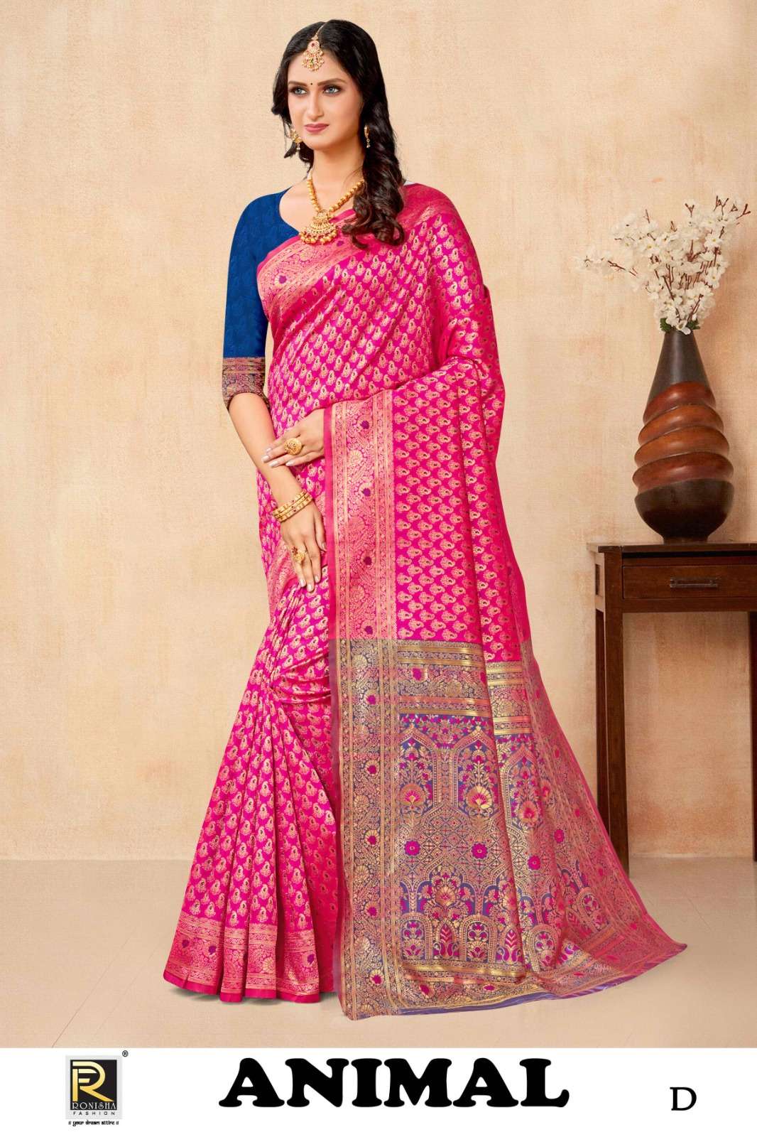 Ronisha Animal Banarasi Silk Designer Saree Wholesale catalog