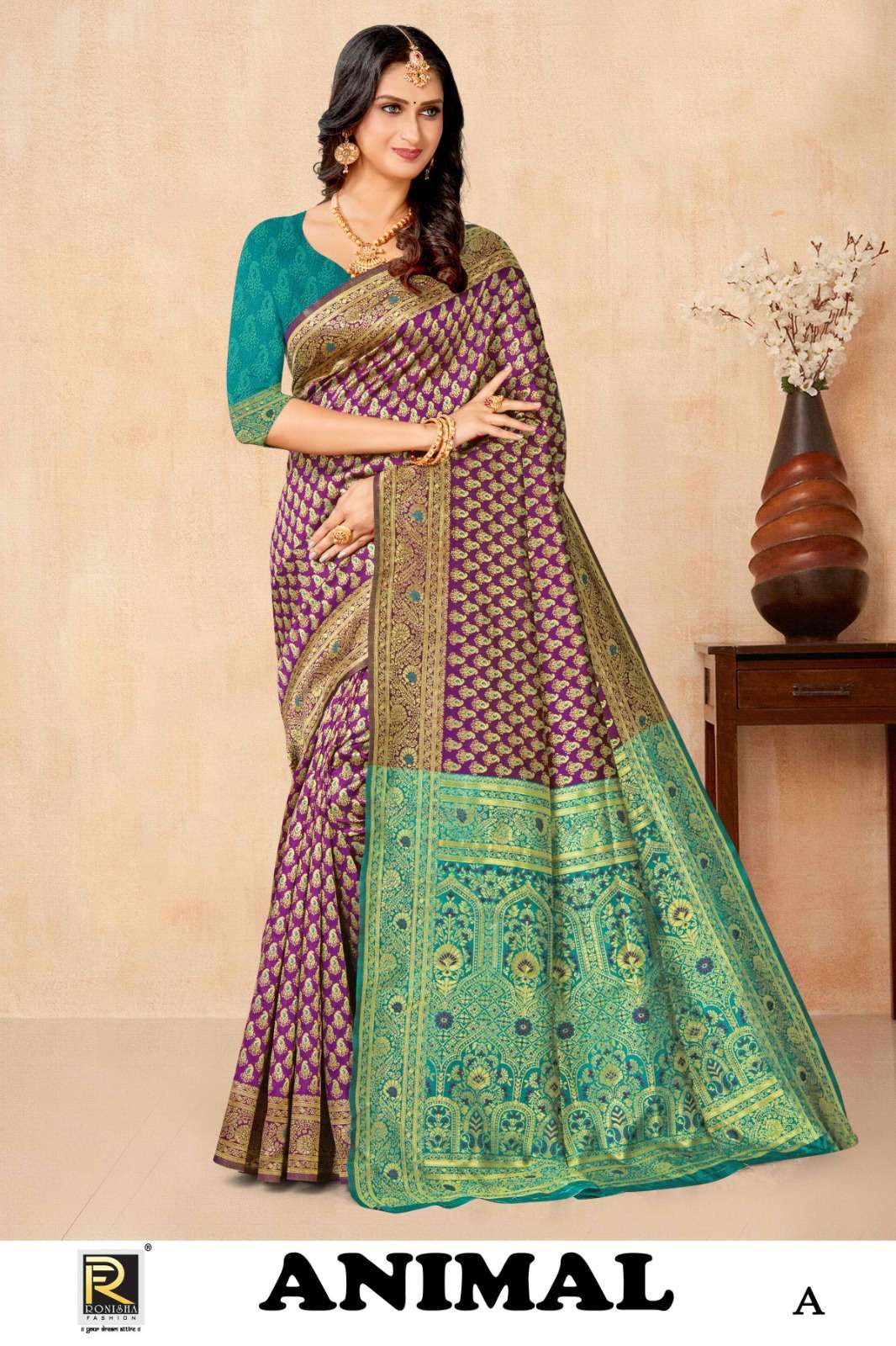 Ronisha Animal Banarasi Silk Designer Saree Wholesale catalog