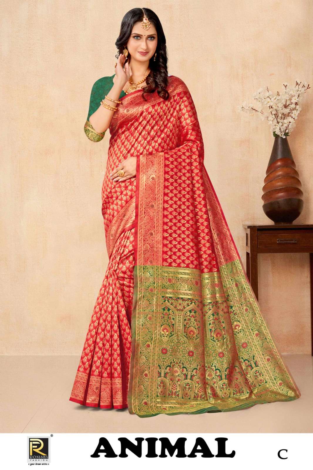 Ronisha Animal Banarasi Silk Designer Saree Wholesale catalog