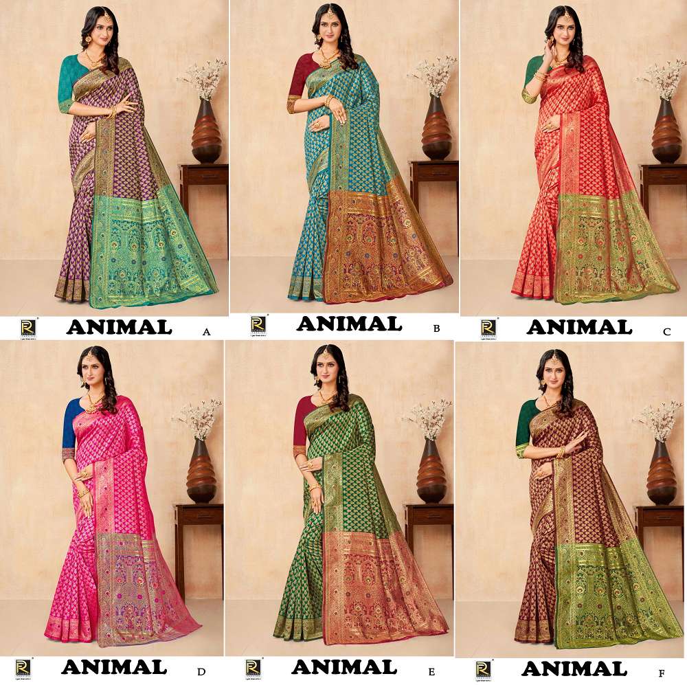 Ronisha Animal Banarasi Silk Designer Saree Wholesale catalog