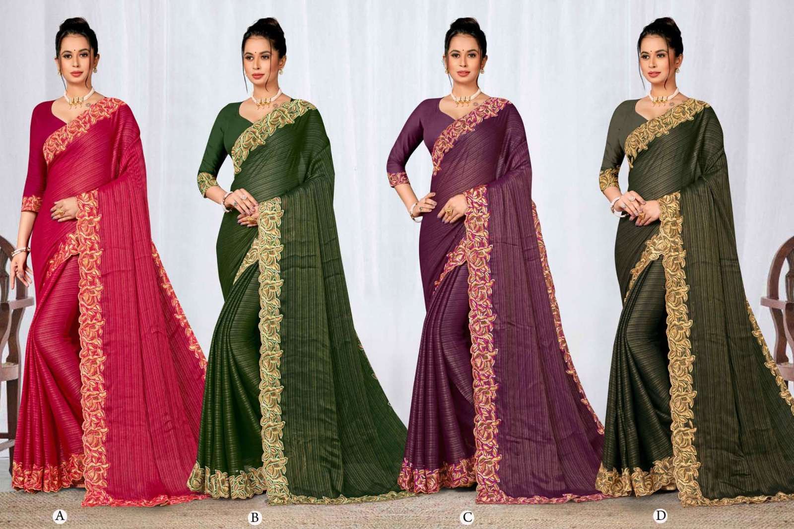 Ronisha Mehendi Fancy Fabrics Embroidery Sarees Wholesale catalog