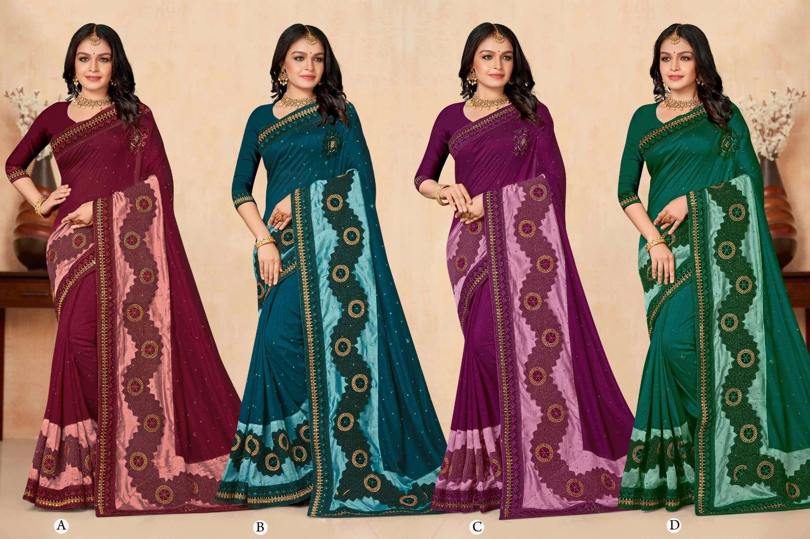 Ronisha Nafia Fancy Fabrics Embroidery Sarees Wholesale catalog