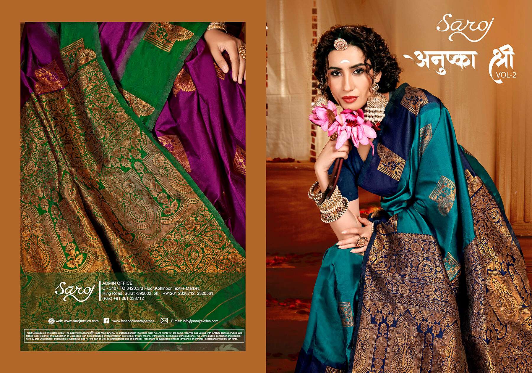 Saroj  Anushka shree vol.2 Soft Silk saree Wholesale catalog   