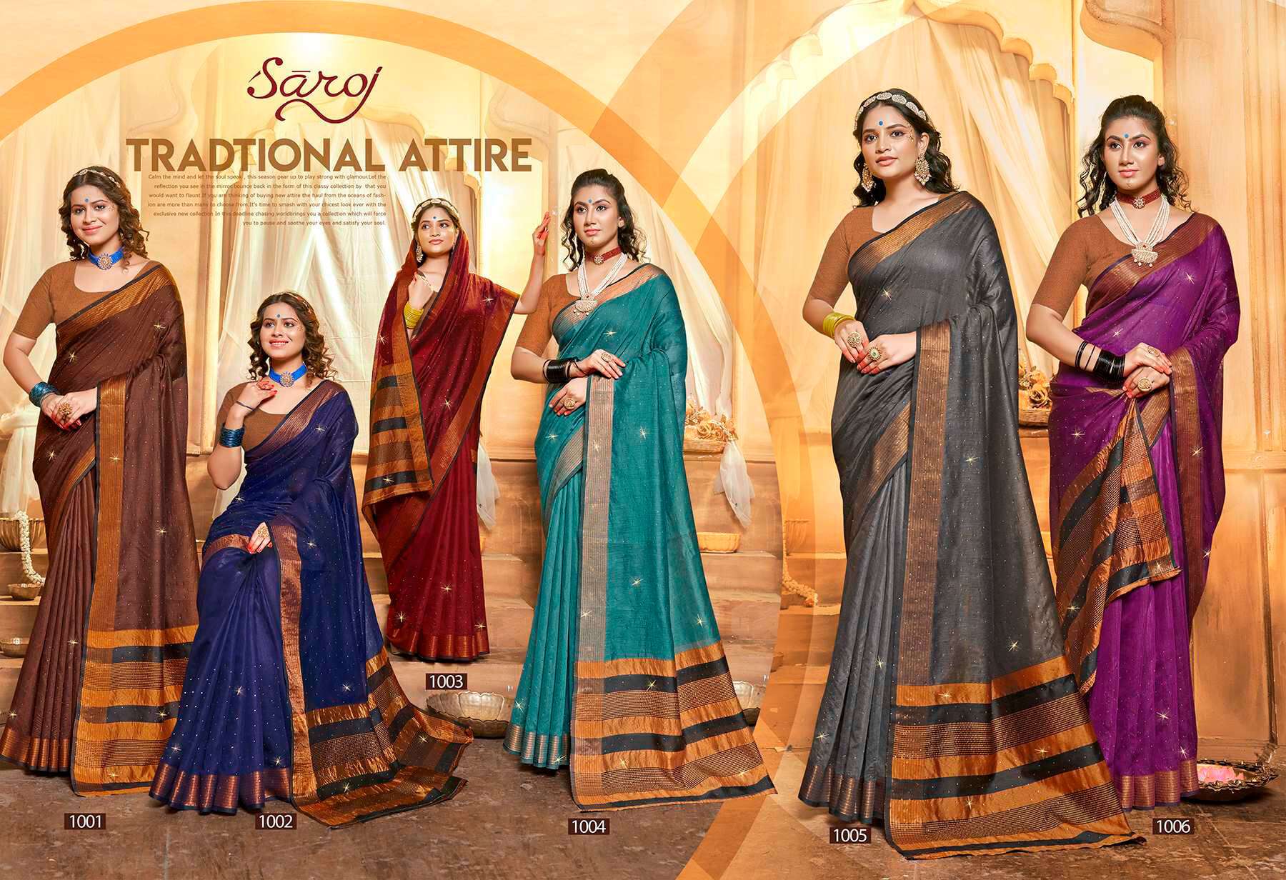 Saroj  Farmaish Vol - 1 Soft cotton Saree with heavvy swarovski work Saree Wholesale catalog  