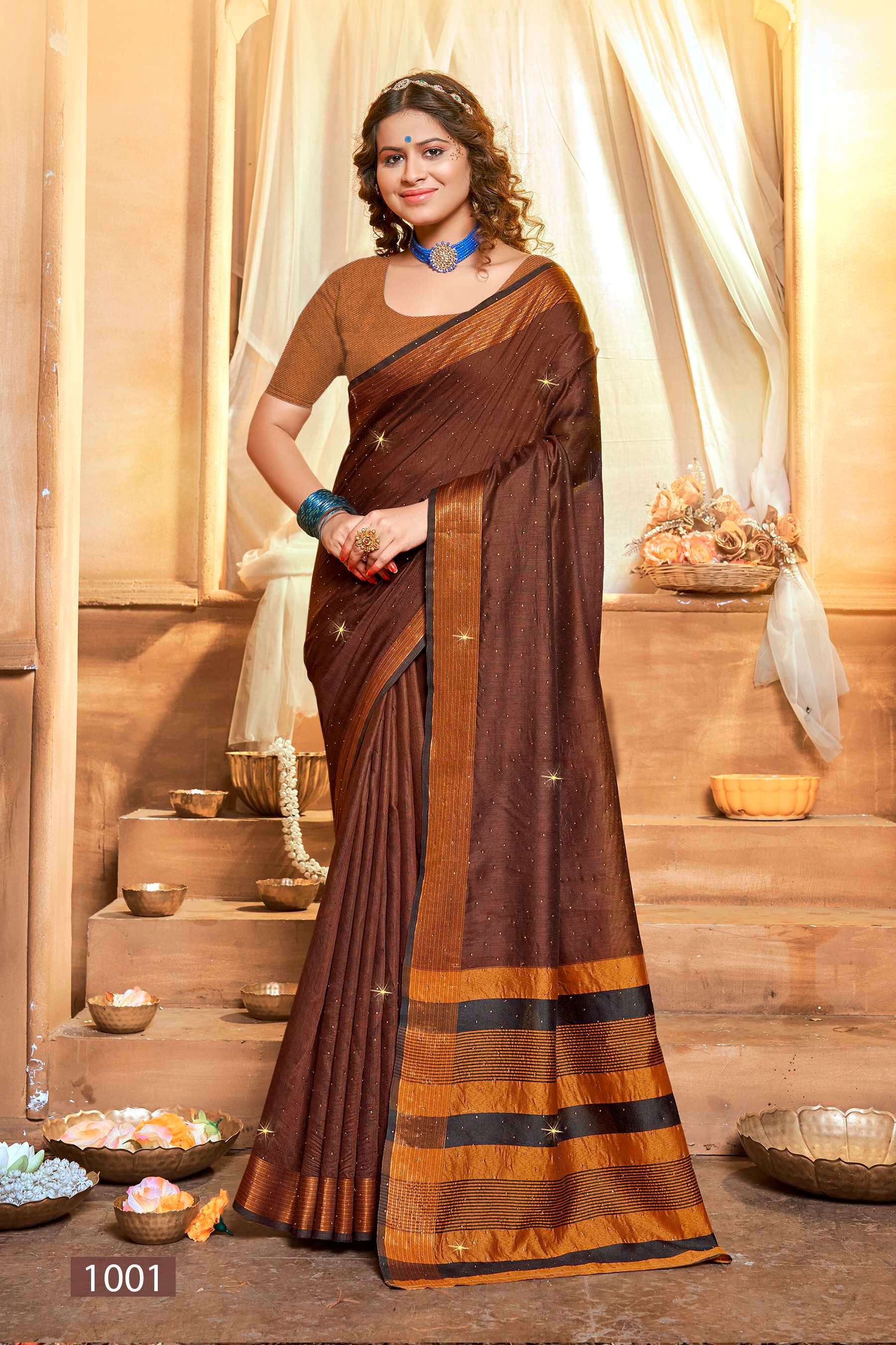 Saroj  Farmaish Vol - 1 Soft cotton Saree with heavvy swarovski work Saree Wholesale catalog  