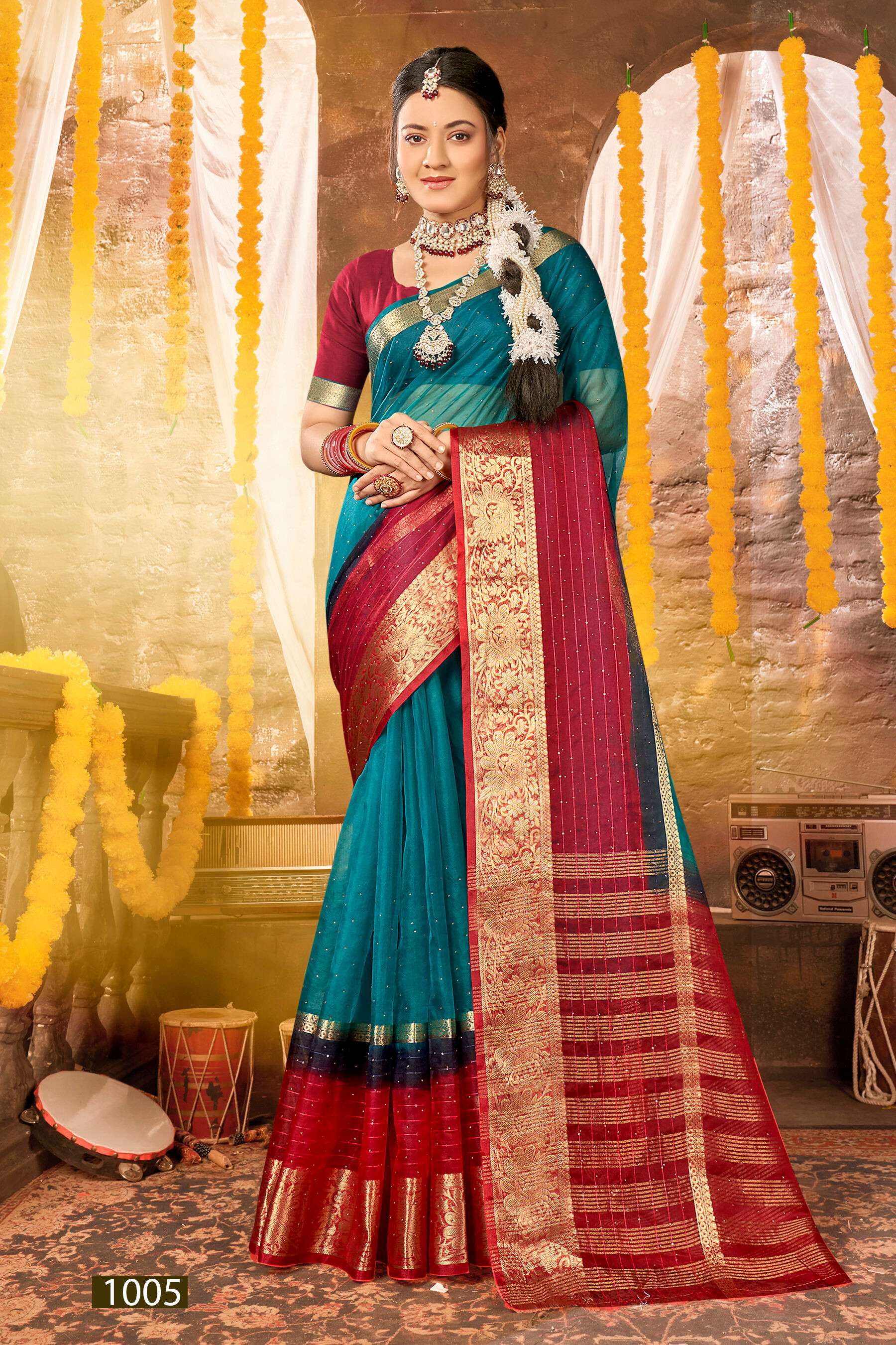 Saroj Jasleen organza  saree Saree Wholesale catalog    