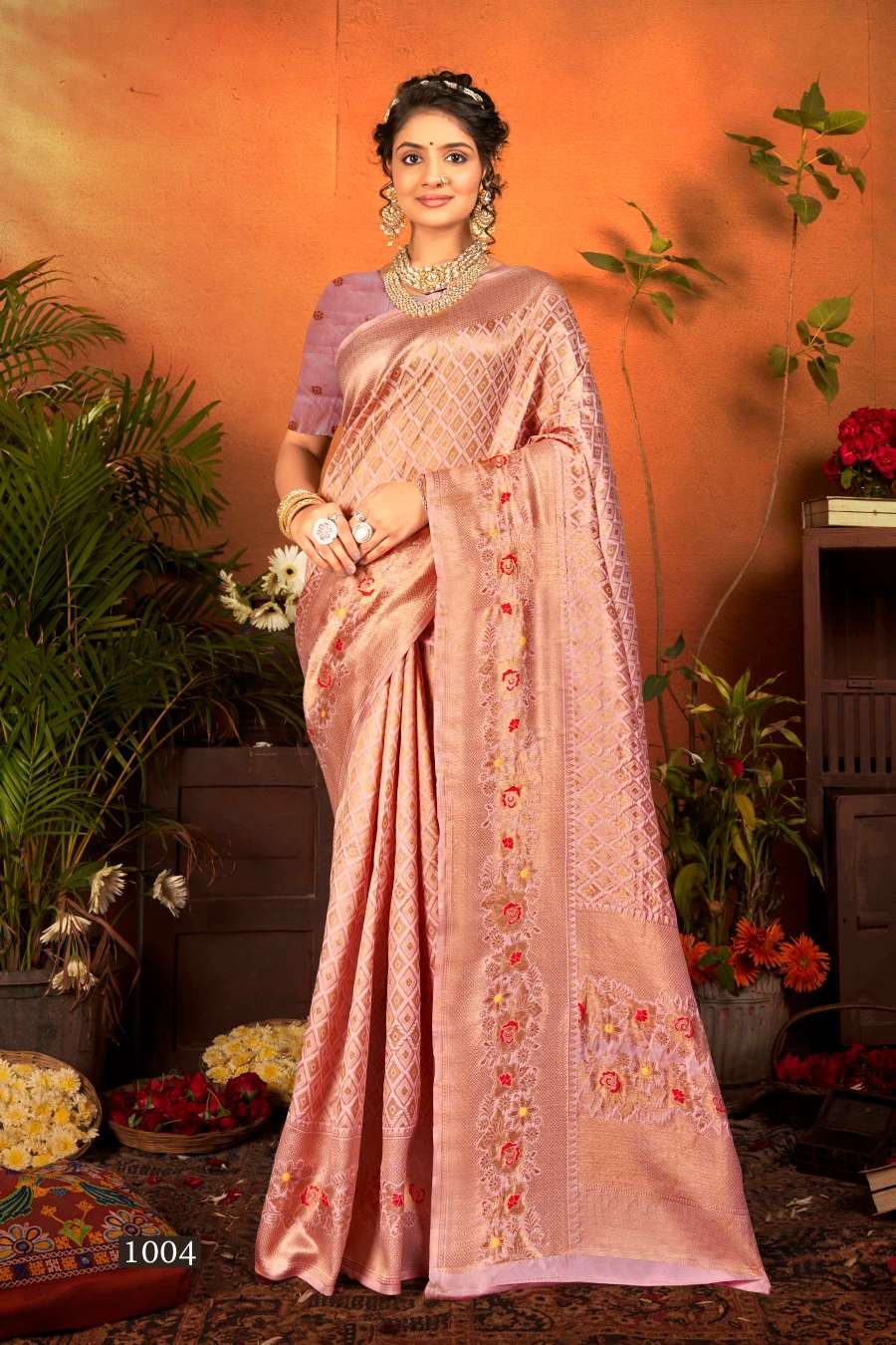 Saroj Maharani designer soft  silk mina weaving saree wholesale catalog