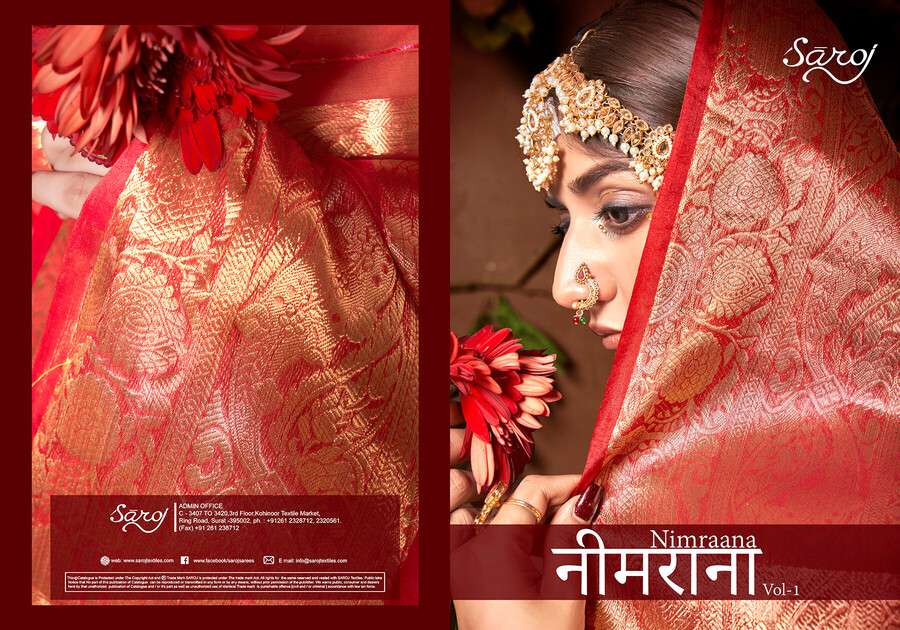 Saroj Nimarrana Vol - 1 Organza silk saree Saree Wholesale catalog    