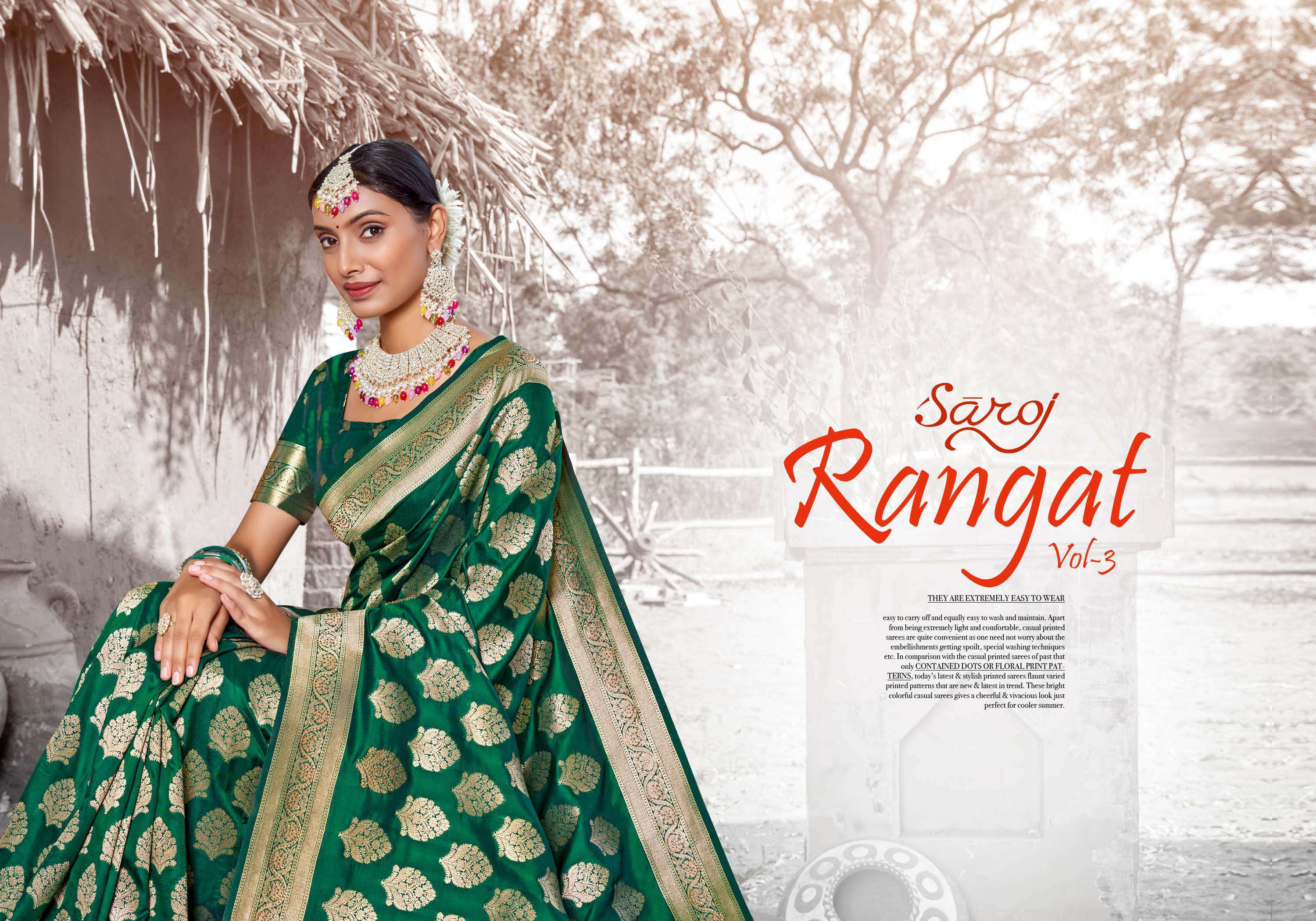Saroj  RangatVol - 3 Heavy 50*600 with Heavy swaroski work and tassels Saree Wholesale catalog  