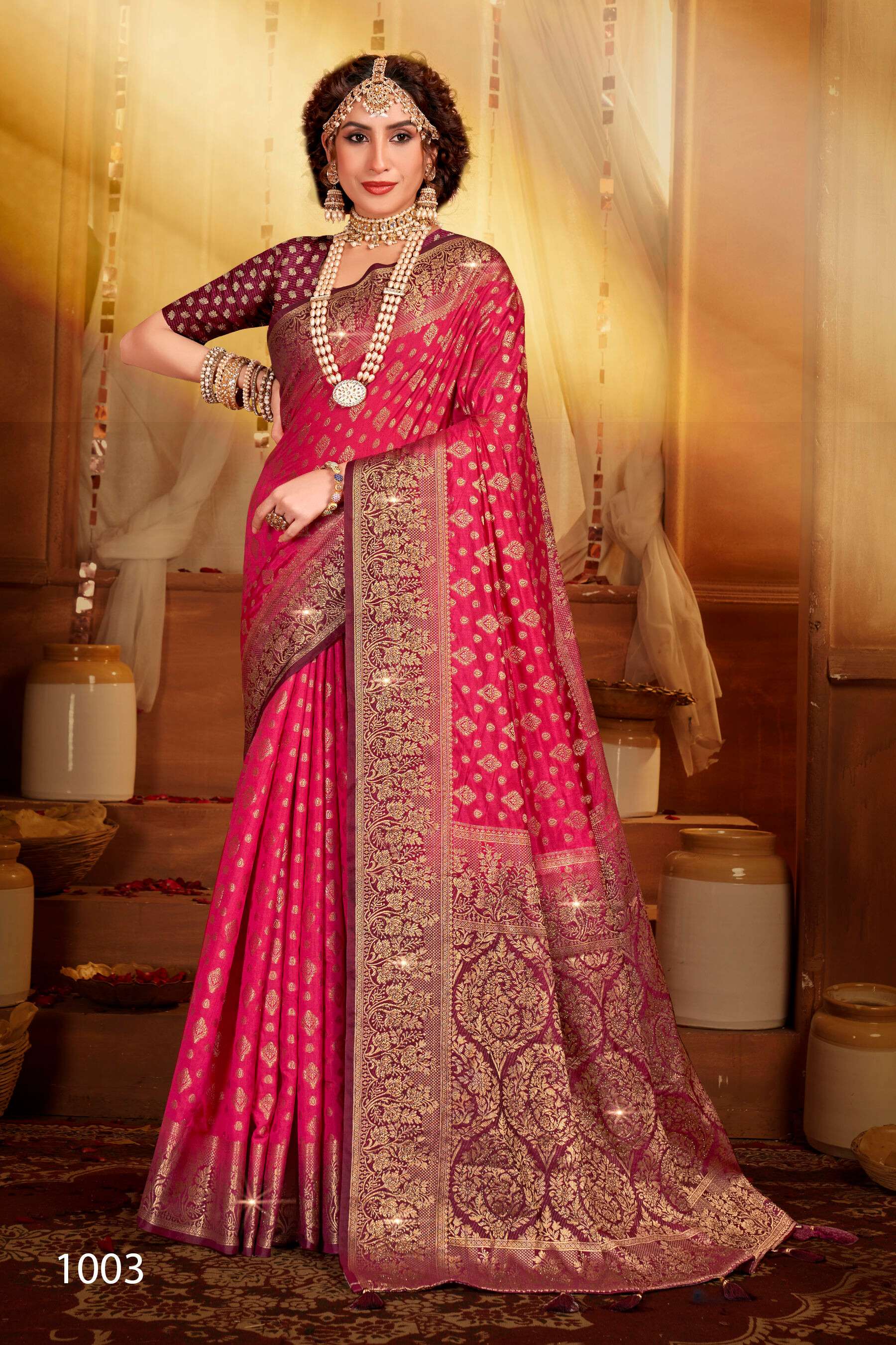 Saroj Uphar Vol - 3 Nylon jacquard  silk saree Saree Wholesale catalog  