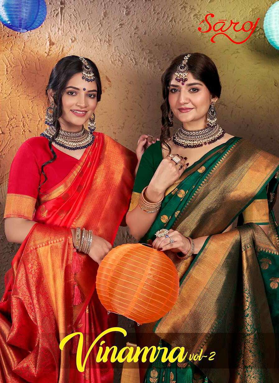 Saroj  Vinamra Vol - 2 50*600 Soft Silk Saree  Saree Wholesale catalog 