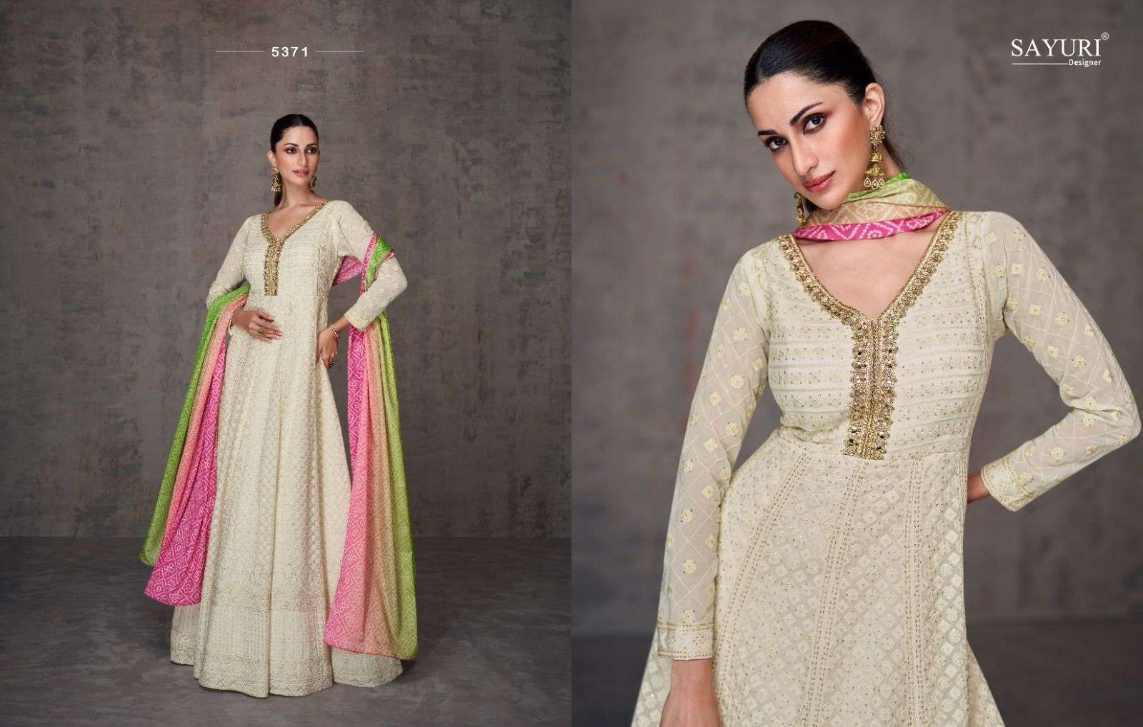 Sayuri Qurbat Real Gerogette Designer Gown Kurti Wholesale catalog