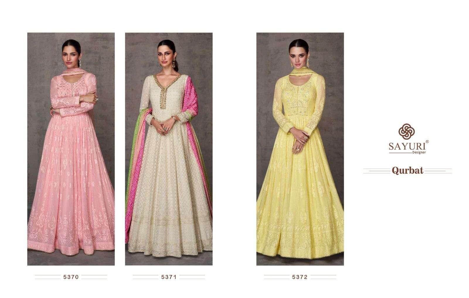 Sayuri Qurbat Real Gerogette Designer Gown Kurti Wholesale catalog