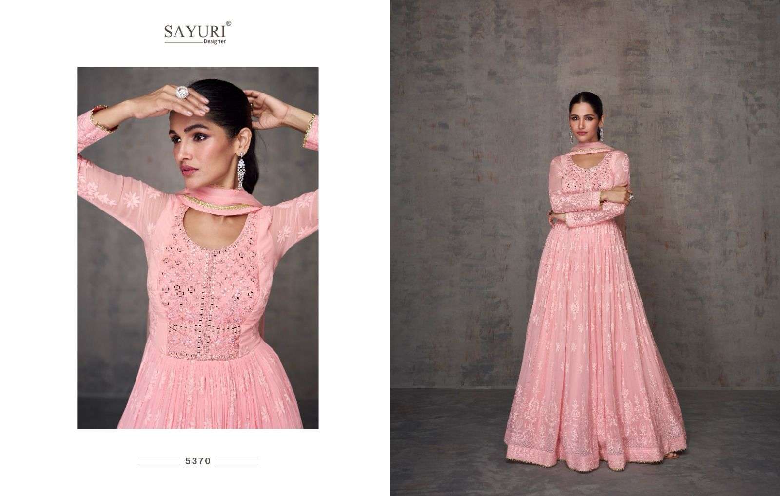 Sayuri Qurbat Real Gerogette Designer Gown Kurti Wholesale catalog