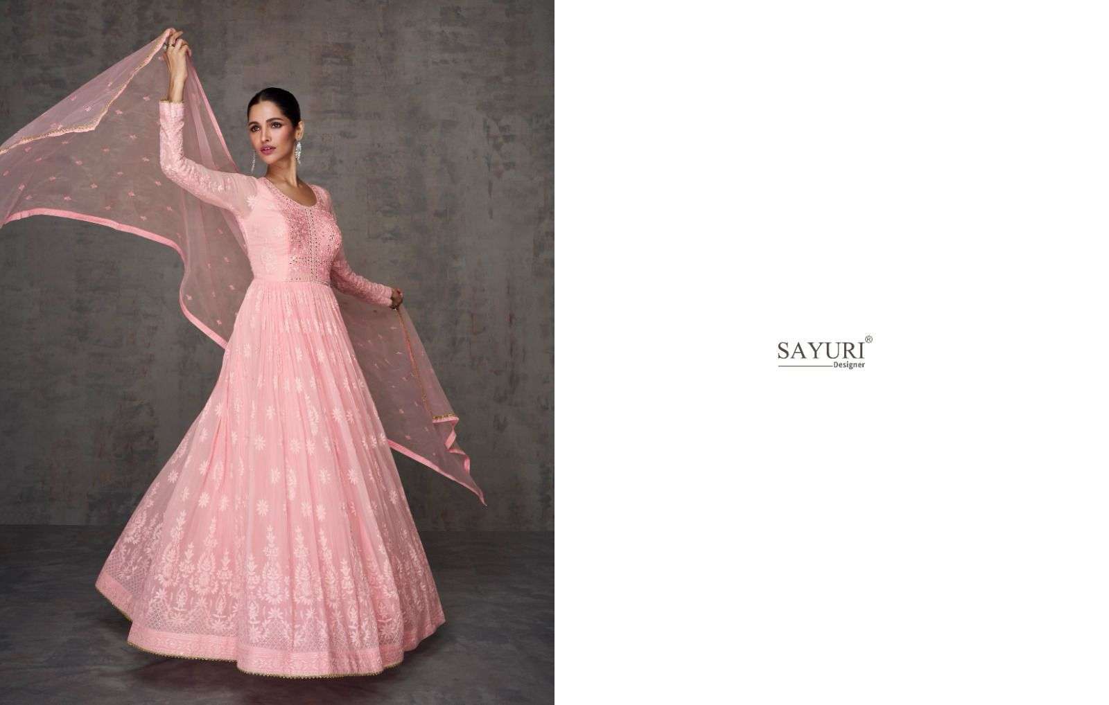Sayuri Qurbat Real Gerogette Designer Gown Kurti Wholesale catalog