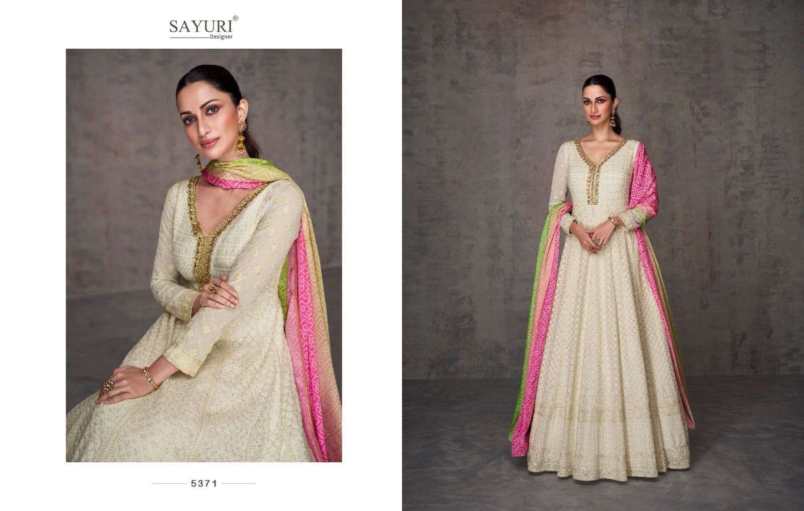 Sayuri Qurbat Real Gerogette Designer Gown Kurti Wholesale catalog