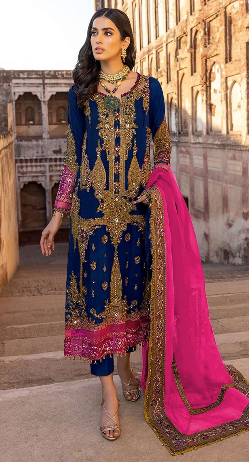 SERINE S-186 SOFT ORGENZA EMBROIDERED WITH HAND WORK  Salwar Kameez Wholesale catalog