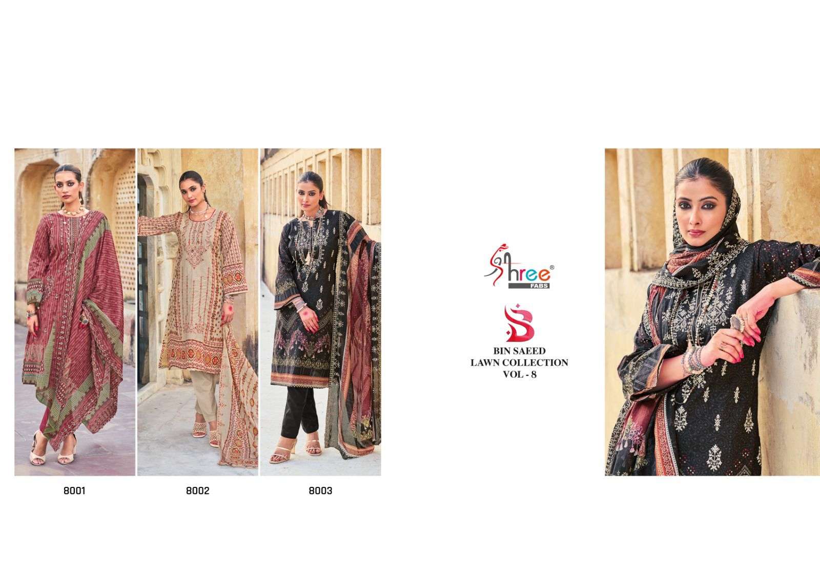 Shree Bin saeed Lawn Collection Vol 8 Salwar Suits Wholesale catalog