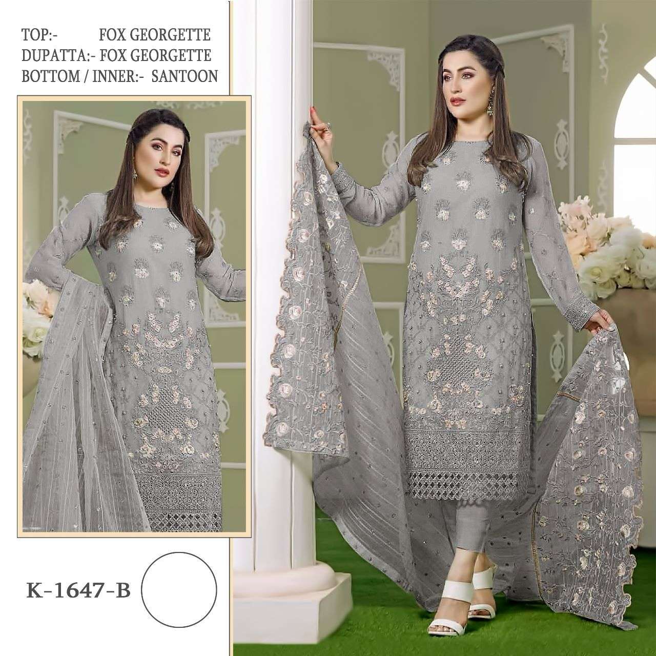 Shree K 1647 Georgette Embroidered Pakistani suits Wholesale catalog