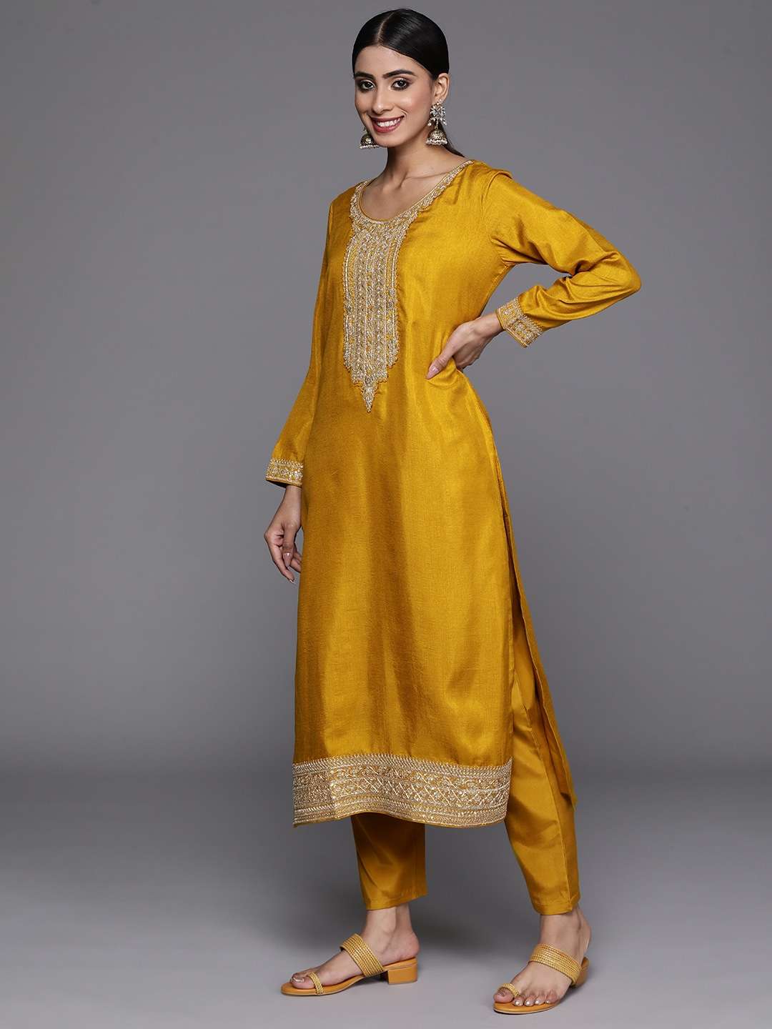 Shreya Yellow Silk Kurti Wholesale catalog