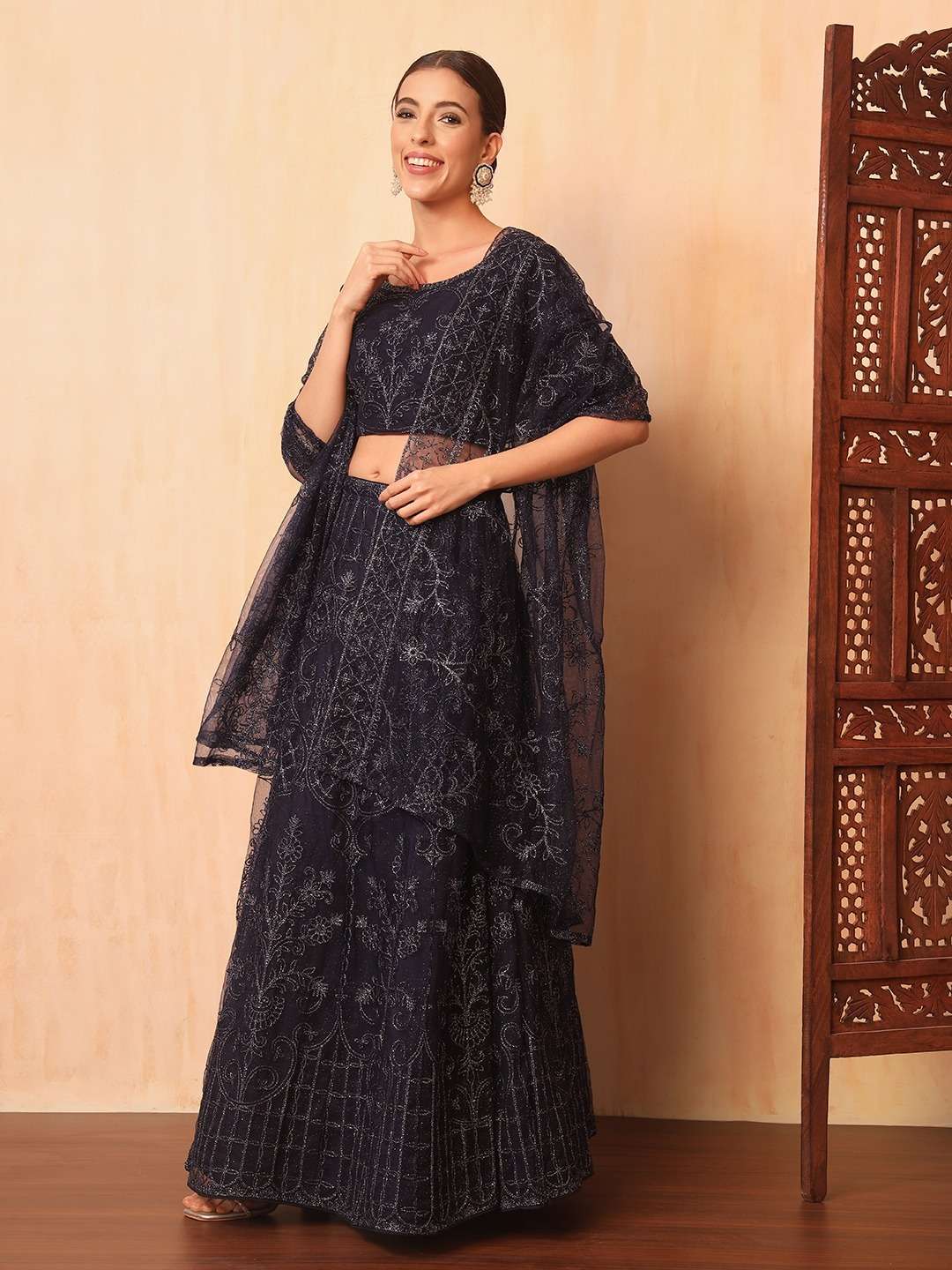 SHUBHKALA Blue Color Embroidered Semi Stitched Lehenga Choli Wholesale catalog