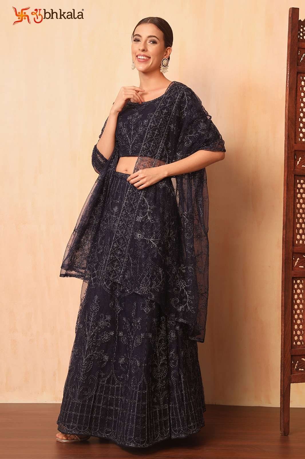 SHUBHKALA Blue Color Embroidered Semi Stitched Lehenga Choli Wholesale catalog