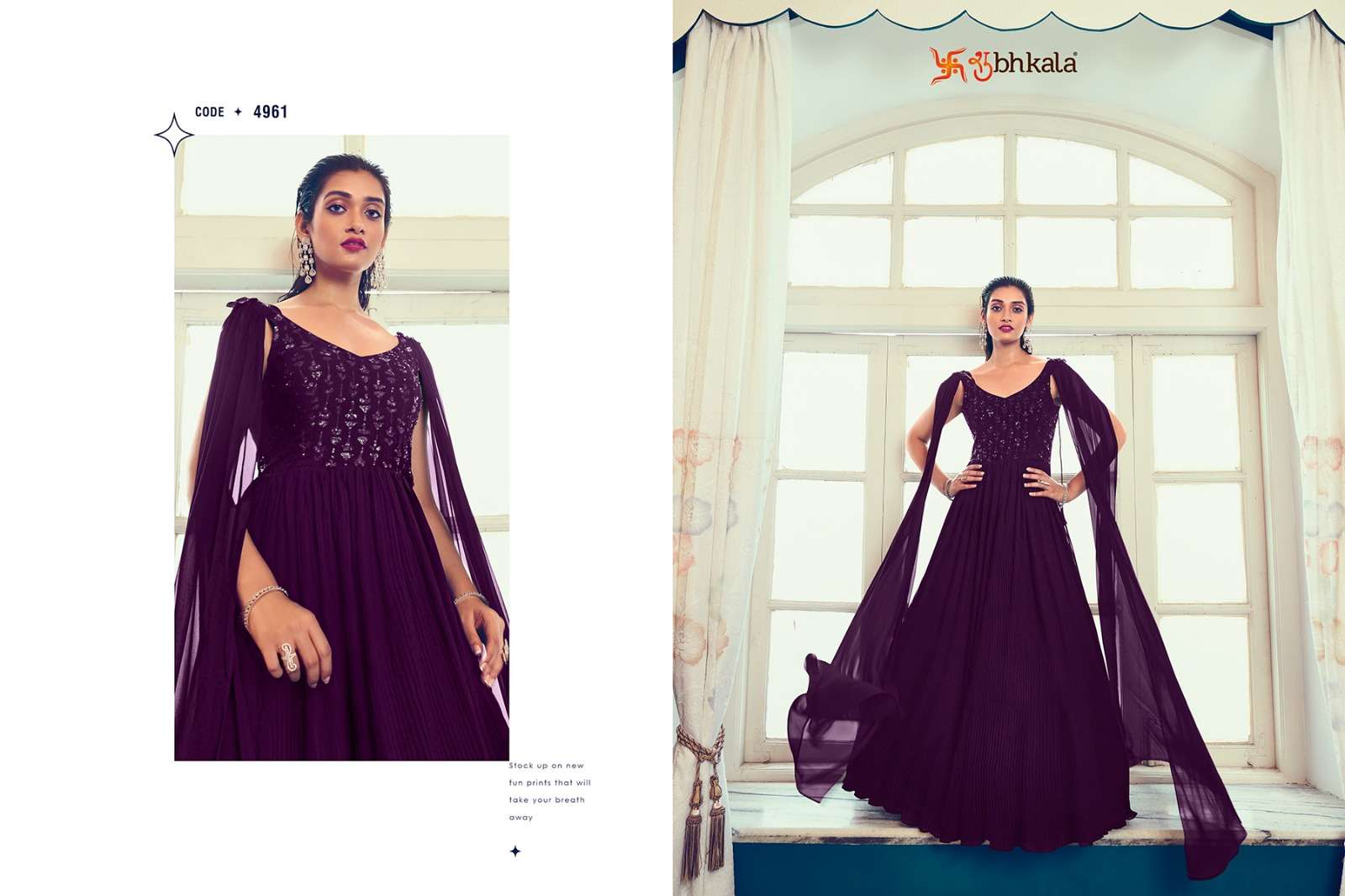 SHUBHKALA FLORY VOL.4961 Embroidered Stitched Long Gown Style Kurti Wholesale catalog
