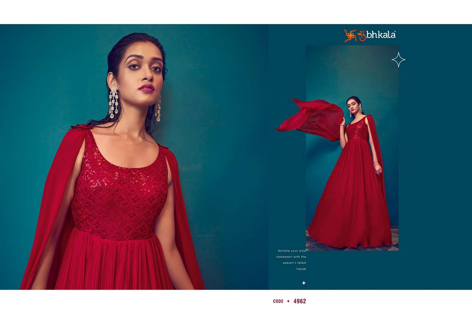 SHUBHKALA FLORY VOL.4962 Embroidered Stitched Long Gown Style Kurti Wholesale catalog