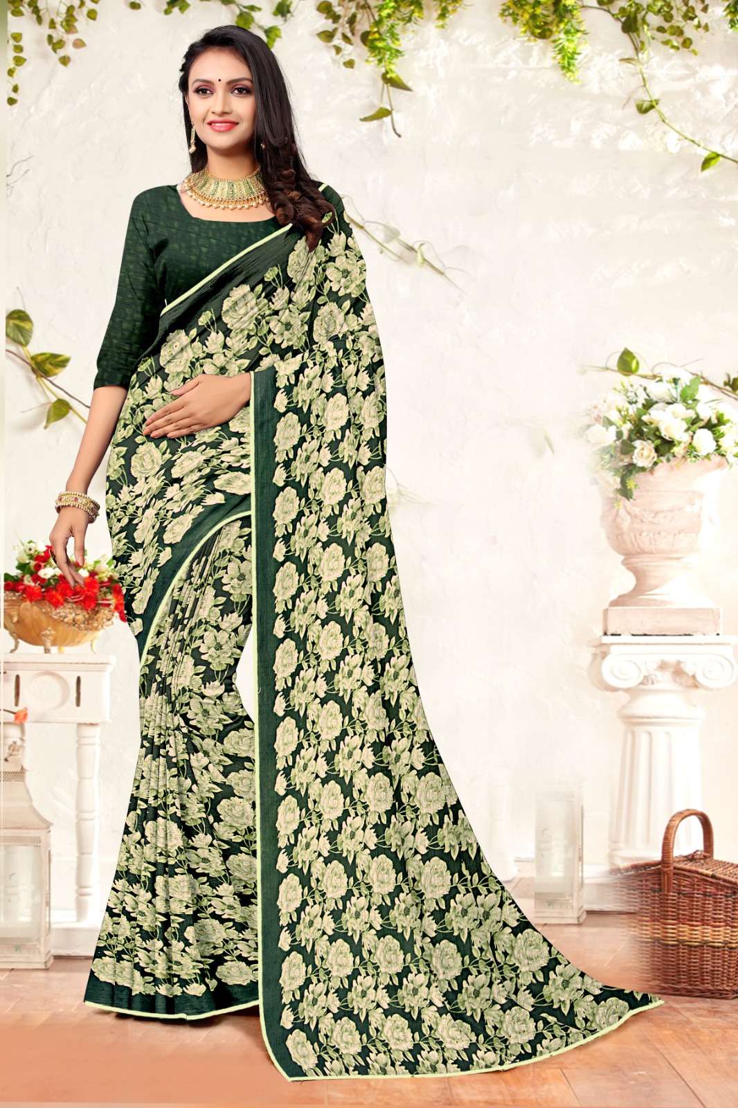 Simran WEIGHT Cat FANCY Print Saree Wholesale catalog