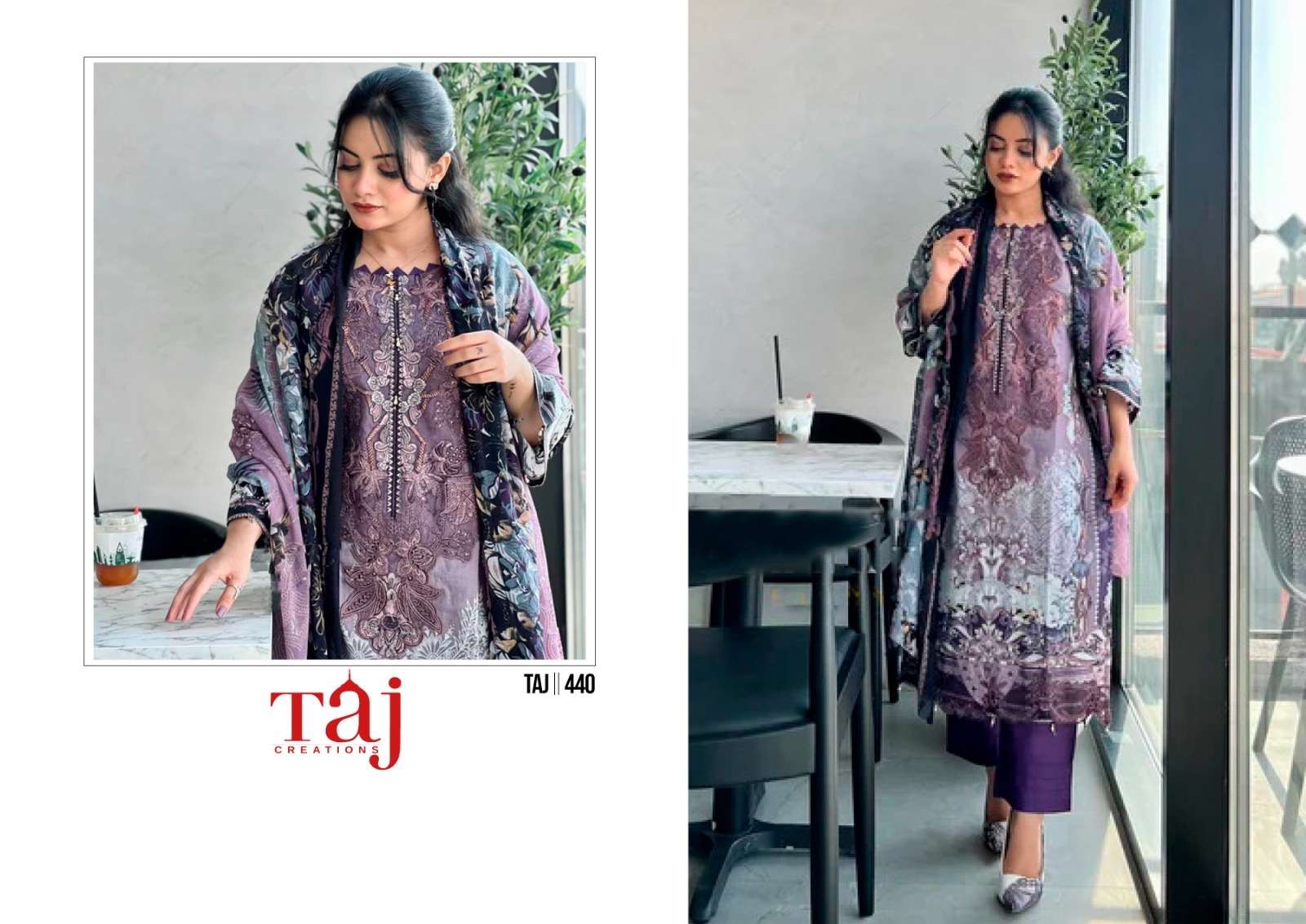 Taj 439 And 440 Chiffon Dupatta Pakistani Suits Wholesale catalog