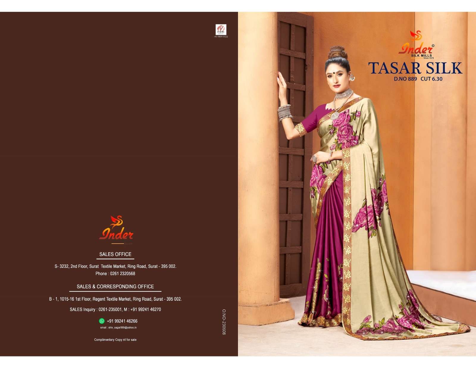 TASAR SILK INDER SILK MILLS Saree Wholesale catalog
