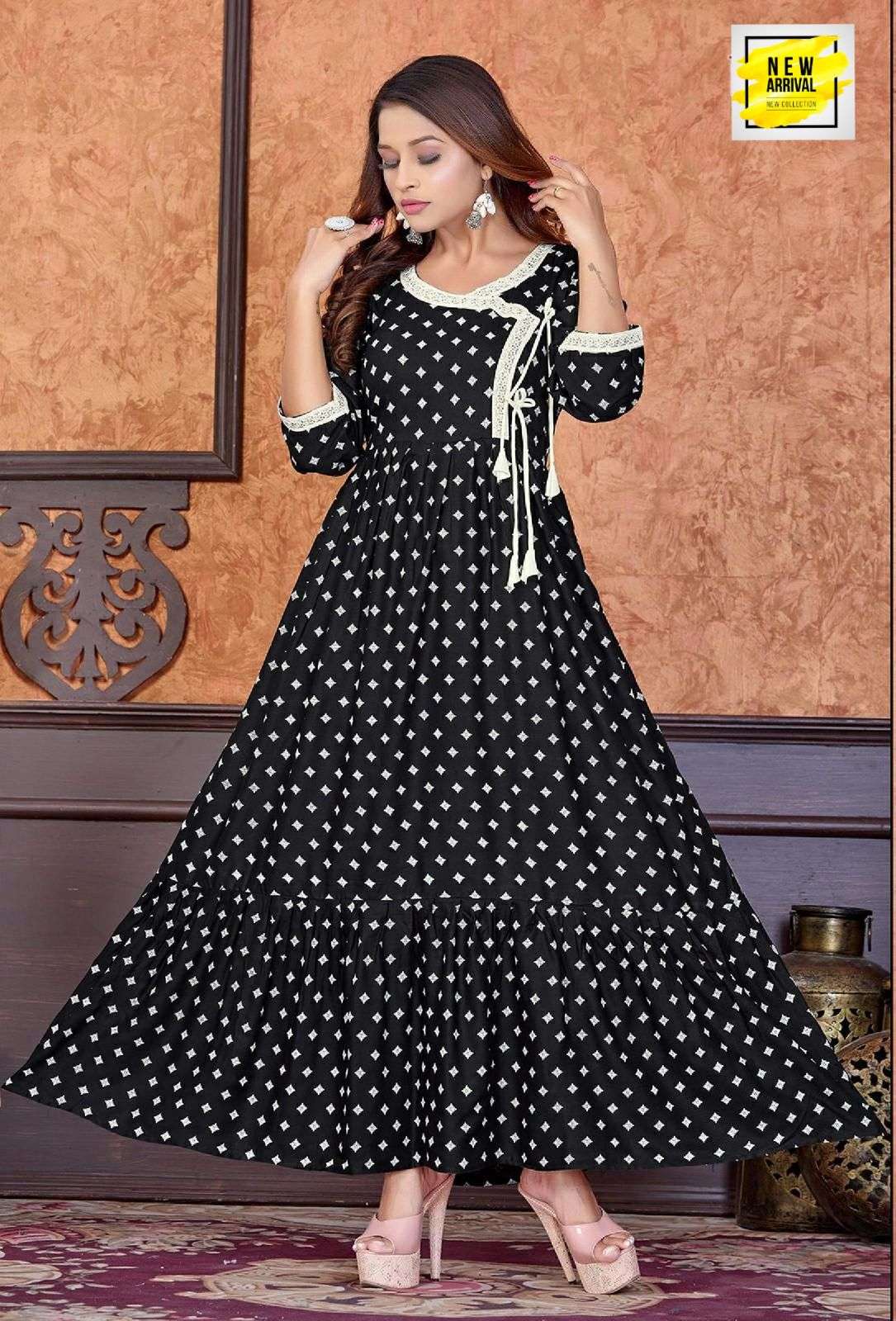 Trendy Gurleen Heavy Rayon Long Anarkali Kurti Wholesale catalog