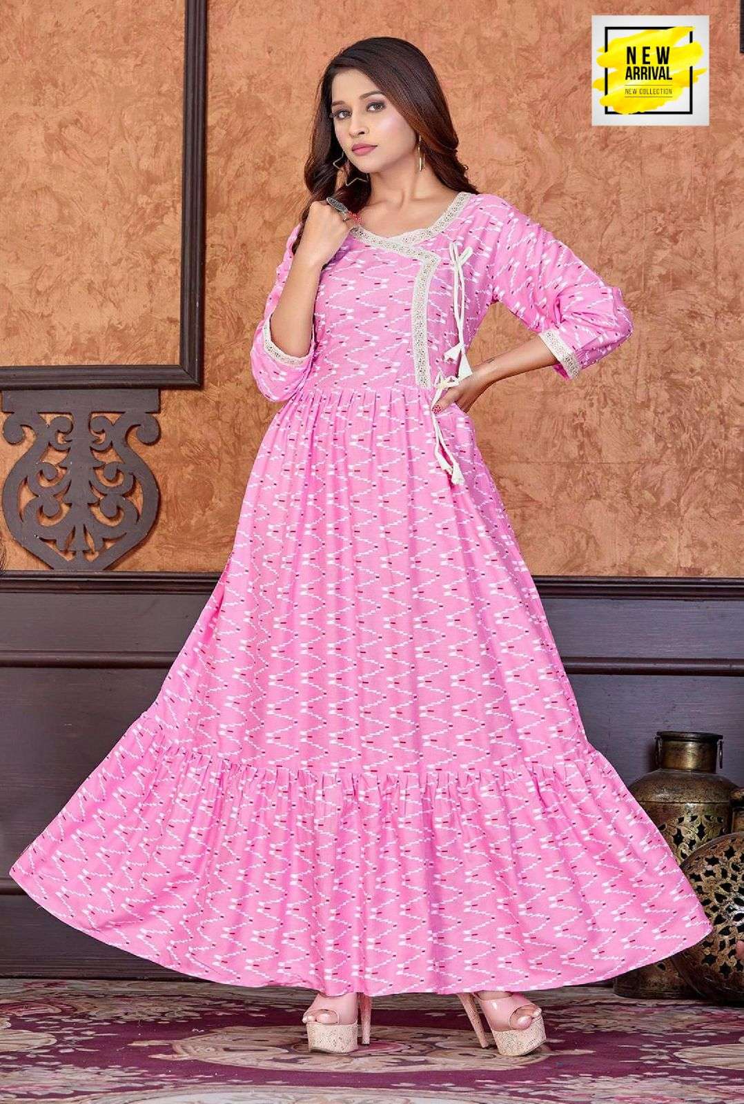 Trendy Gurleen Heavy Rayon Long Anarkali Kurti Wholesale catalog