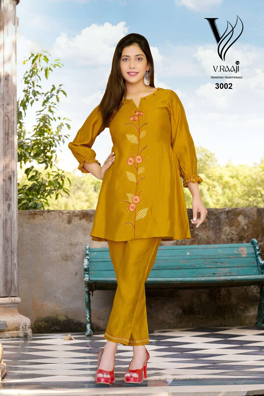 V. Raaji Co - Ord Set Chinon Kurti Wholesale catalog