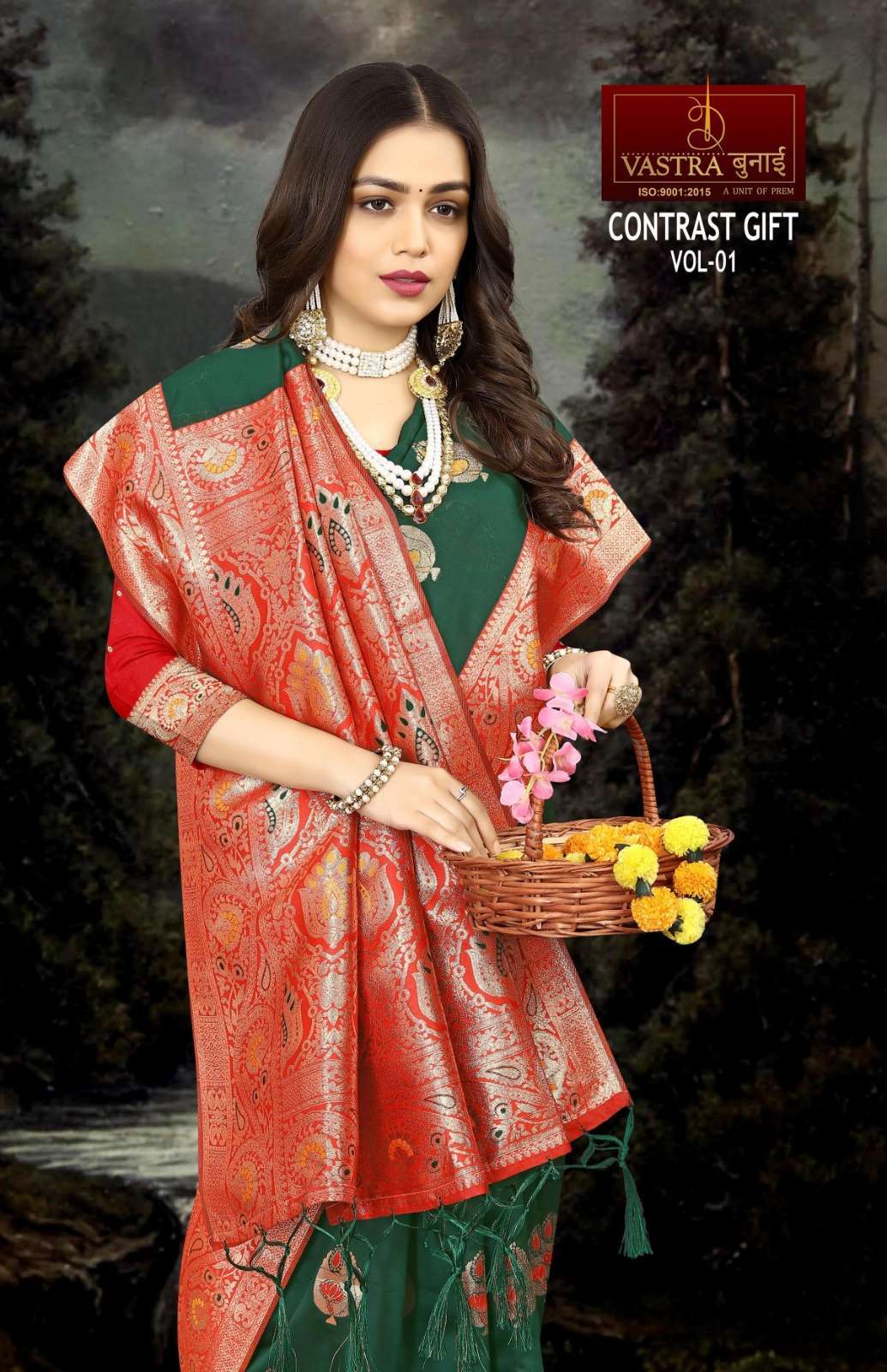 Vastra Bunai CONTRAST GIFT VOL 1 Saree Wholesale catalog